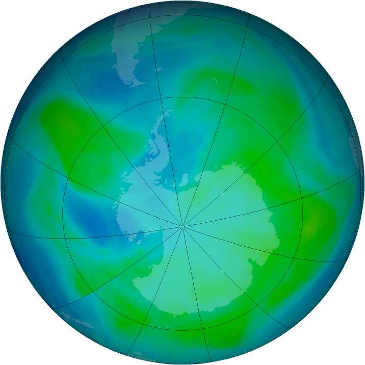 Antarctic ozone map for 24 January 2008